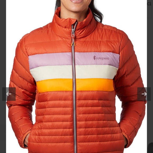 Cotopaxi Womens Fuego Down Jacket - Cayenne Stripes Sz XS - Picture 3 of 10